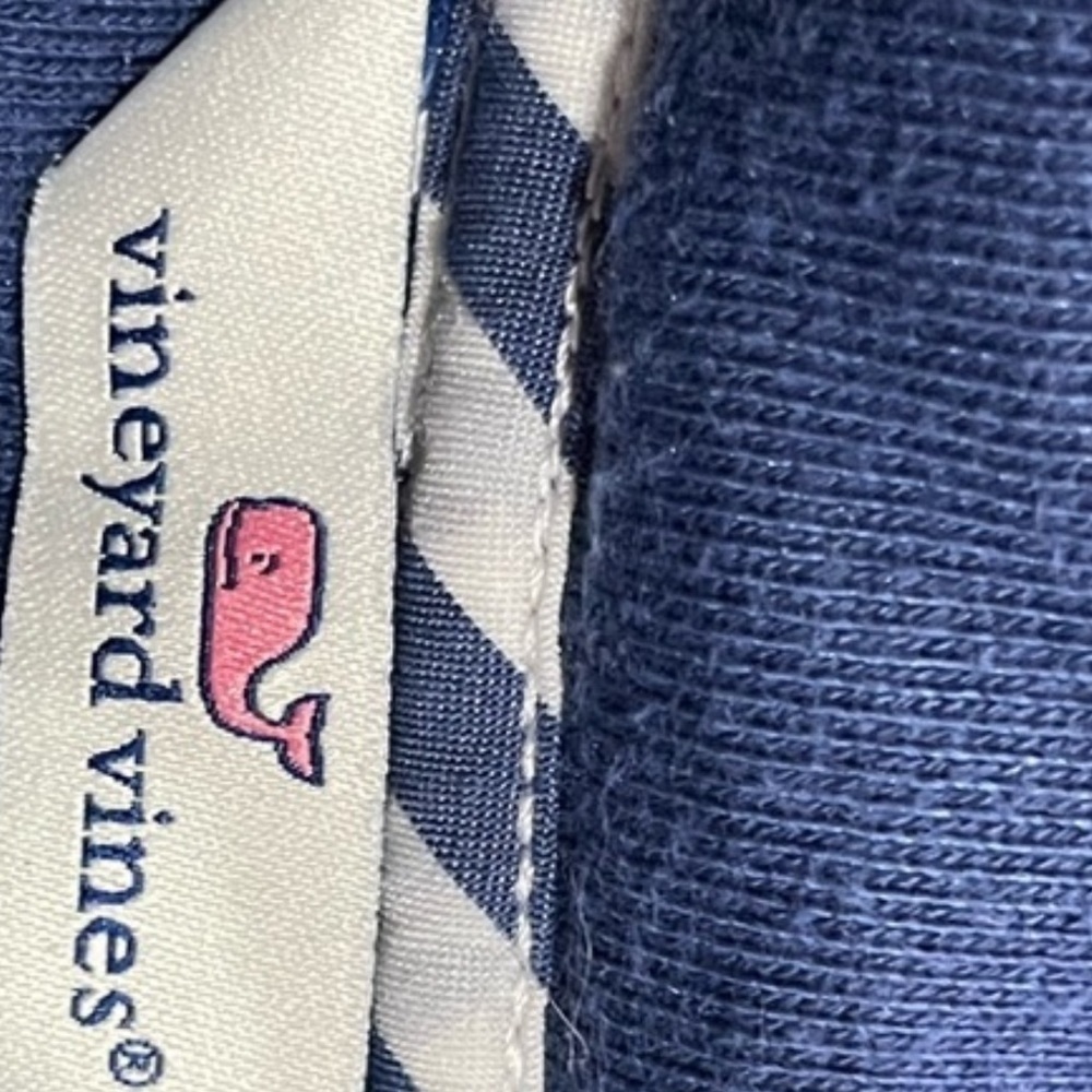 Vineyard Vines 3/4 zip sweatshirt blue with stripe collar - Picture 4 of 4